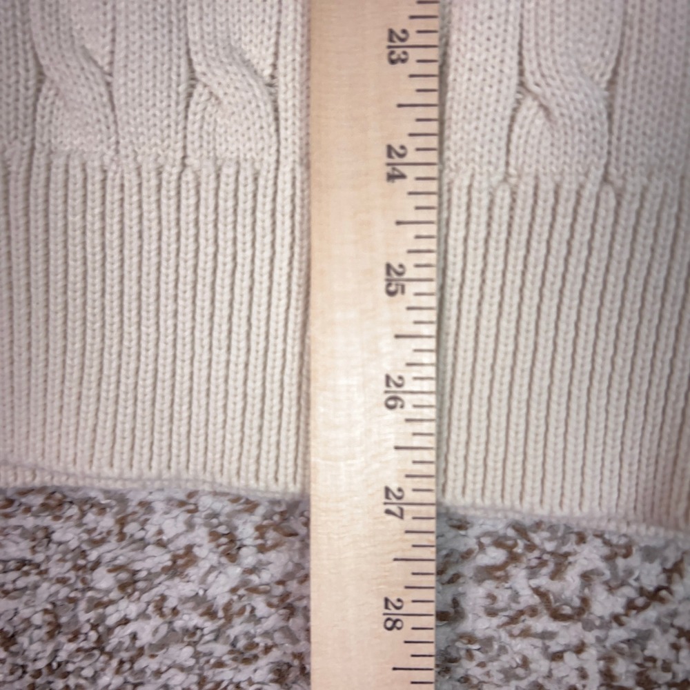 Ralph Lauren Sport Turtleneck Sweater Women S Cream Cable Knit Cotton Pony Logo - Picture 8 of 8